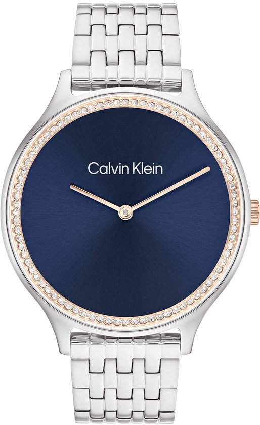 Calvin Klein CK25100001 CK TIMELESS Dames Horloge - Mineraalglas - Staal - Zilverkleurig - 38 mm breed - Quartz - Vouw/Vlindersluiting