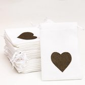 Sacs en jute 25 pièces - sacs naturels, sacs cadeaux, sac en jute, sac en jute (sac en jute coeur)