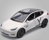 Nezr® Auto Speelgoed Jongens - Tesla Model Y - Modelauto - Geluid en Licht - 1:24 - Wit