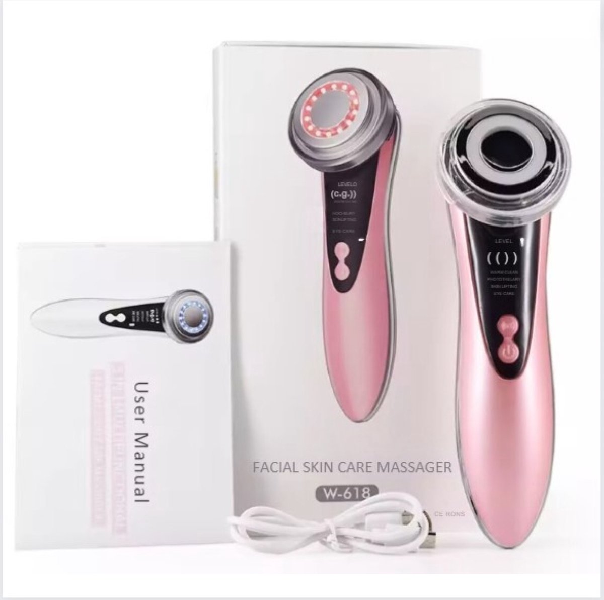 Multifunctioneel Huidverjongingsapparaat- USB-Oplaadbaar- Verminderen van Acne, Lijnen, Rimpels - All in 1 Home Spa Beauty Salon