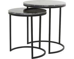 Light & Living Bijzettafel Alfio - Zwart - Ø49cm - Modern