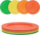 Set van 8 borden van 25 cm, onbreekbare platte borden, herbruikbare kinderborden, lichte plastic borden, campingeetborden, magnetron en vaatwasmachinebestendig