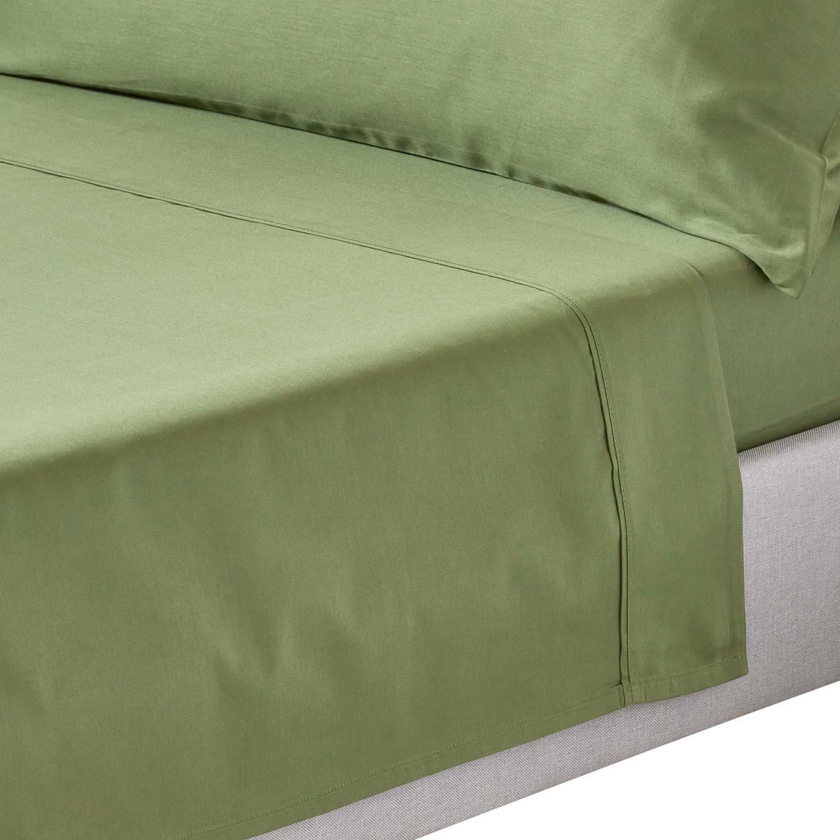 Homescapes Biologisch Laken 230x260 cm – Mosgroen – 100% Egyptisch Katoen Satijn – Draaddichtheid 400