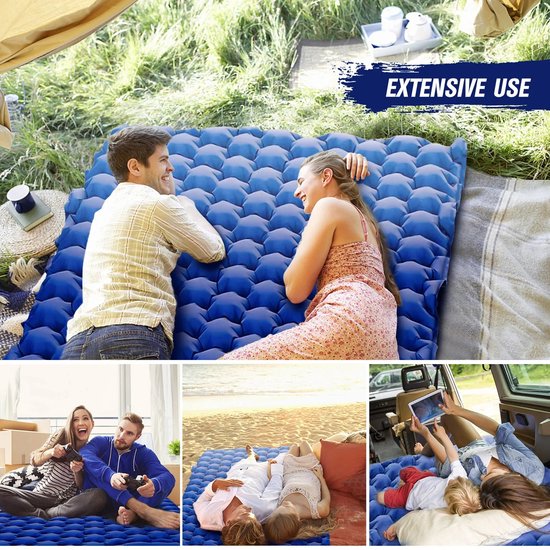 Bloominggoods® Luchtbed - Luchtmatras - Zelf Opblaasbare Luchtmat - Max 200kg - Camping - Backpacking - Lichtgewicht - Blauw van Bloominggoods® — afbeelding 4