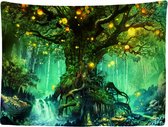 Ulticool - Fairytale Elf Tree Magical Forest Nature - Tapisserie - 200x150 cm - Groot tapisserie - Chambre d'enfant - Affiche