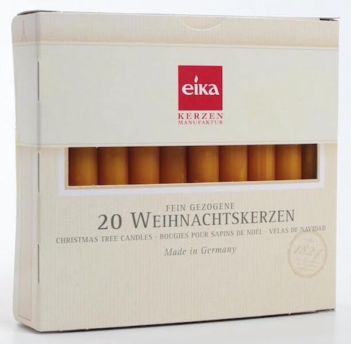 Kerstboom Kaarsjes 10 x 1 cm Licht Bruin, 20 stuks in doos