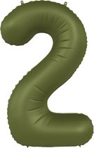 Folat - Folieballon Cijfer 2 Olive Green - 86 cm