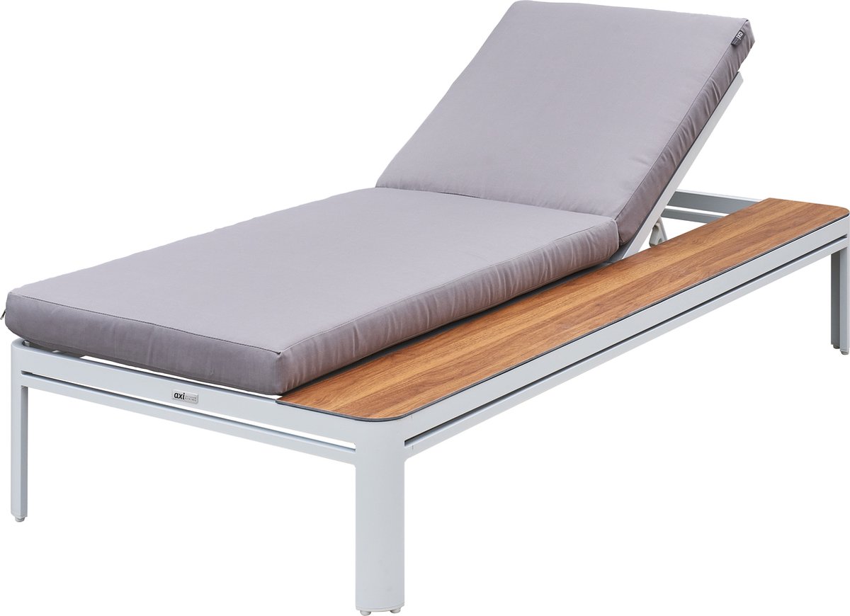 Axi Kira Ligbed Met Tafel In Hout Look / Grijs Lounger Met Aluminium Frame