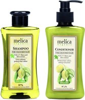 MELICA ORGANIC GLANS CARE DUO SET Shampoo & Conditioner 96,2% Natuurlijke GLANS Proteïne SHAMPOO en 98,7% Natuurlijke GLANS Proteïne CONDITIONER-BALSEM met TARWE-EIWITTEN en ALOË VERA EXTRACT Zonder Parabenen, SLS 600ml