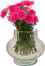 Bloemenvaas Holly - beige transparant glas - D19 x H16 cm - decoratieve vaas - bloemen/takken