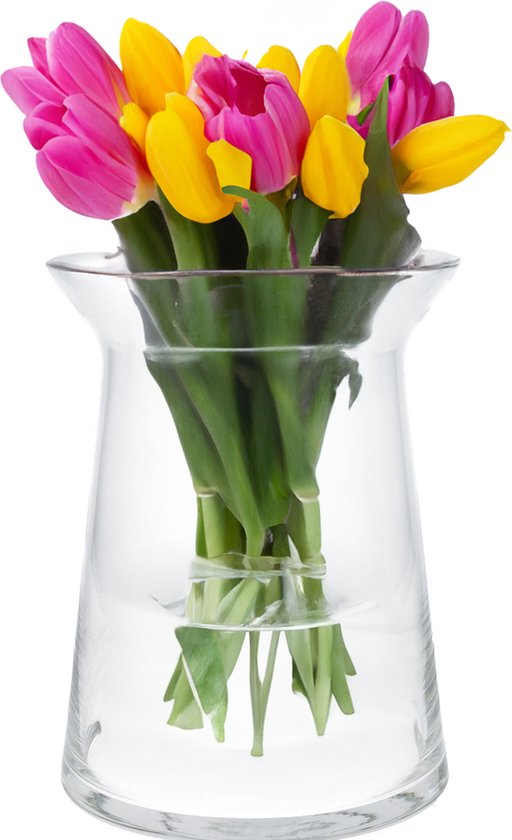 Bloemenvaas Ella - helder transparant glas - D19 x H25 cm - decoratieve vaas - bloemen/takken