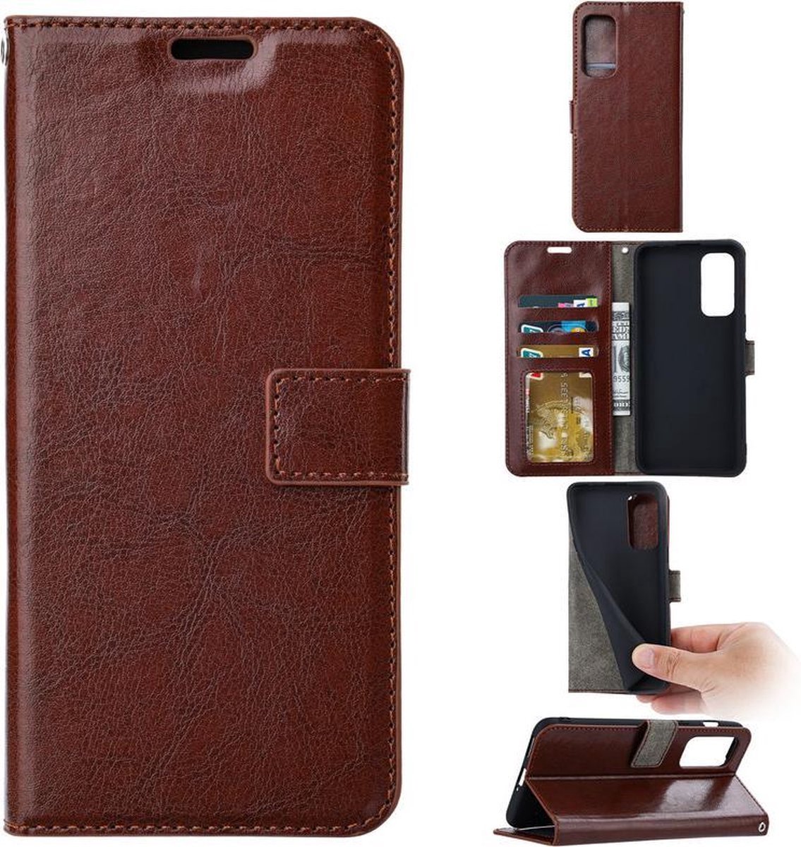 Bookcase Geschikt voor: Samsung Galaxy S20 Plus 5G - Bruin - portemonnee hoesje