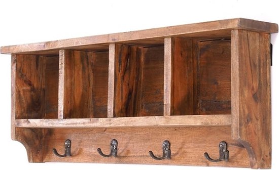 Wandkapstok Met Hoedenplank - 70x27x11 cm - Met Plank en Zwevend- Hout