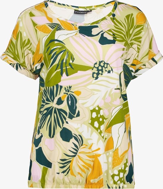 TwoDay dames T-shirt met bloemenprint groen geel - Maat S