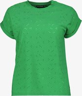 TwoDay dames broderie T-shirt groen - Maat S