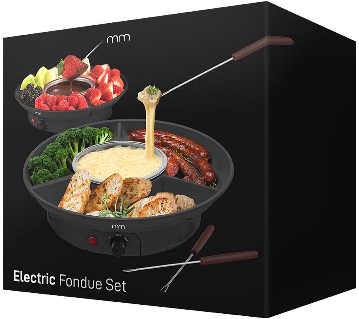 MikaMax Electric Fondue Set - 260 ml Elektrische Fonduepan Roestvrij staal met 2 Vorkjes – foto 6