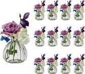 12 x kleine vaas bloemen tafelvaas decoratie bruiloft party set fles helder glas (12 stuks)