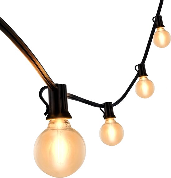 Ledvion Prikkabel, Lichtsnoer 45M, 75x E12 LED Lamp, waterdicht IP44, 22.5W, 2700K, LED Prikkabel, Lichtsnoer buiten