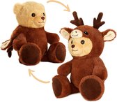 BRUBIES Teddy Hert - 25 cm teddybeer in hertenkostuum met capuchon, pluche dier voor behaaglijke avonturen, knuffeldier, cadeau voor kinderen