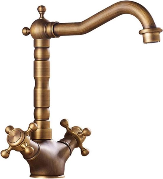 Draaibare antieke koperen kraan kraan keuken wasruimte nostalgie retro keuken kraan kraan in landelijke stijl in antiek messing nostalgie kraan zwart mengkraan retro