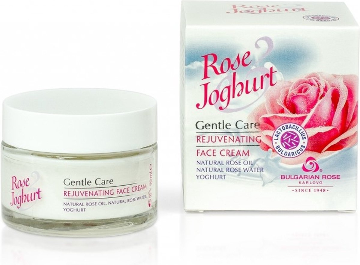 Rejuvenating face cream Rose Joghurt | Verjongende dag-/nachtcrème met Bulgaarse yoghurt, Pentavitine en 100% natuurlijke Bulgaarse rozenolie en rozenwater