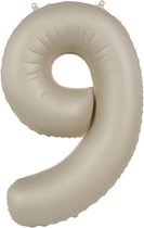 Folat - Folieballon Cijfer 9 Creamy Latte - 86 cm