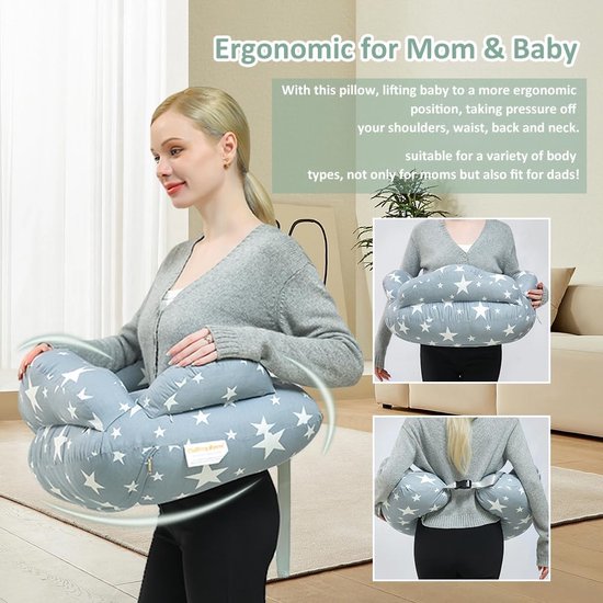Borstvoedingskussen, XXL, zwangerschapskussen, zijslaapkussen voor baby's, zwangerschapskussen voor baby's, zwangerschapskussen met katoenen voedingskussen, verstelbaar kussen, van Baninni — afbeelding 3