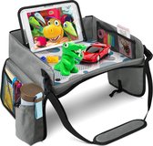 Premium Reistafel Voor Auto met Tekentafel & Tablethouder - Autostoel Organizer - Speeltafel - Whiteboard - Grijs