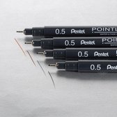 Pentel - Pointliner Pigment Ink Pens 5 stuks - zwart, grijs, sanguine en sepia - 0.5 mm - S20PBP5M - 28715