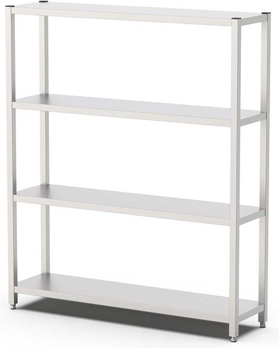 HCB® - Opbergrek metaal - stellingkast - RVS / INOX keuken stelling - Metalen wandrek - 150x40x180 cm (BxDxH) - 50 kg