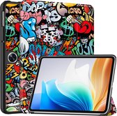 Case2go - Tablet hoes geschikt voor OnePlus Pad Go/ Oppo Pad Air2/Oppo Pad Neo - Tri-fold Case - Auto/Wake functie - Graffiti
