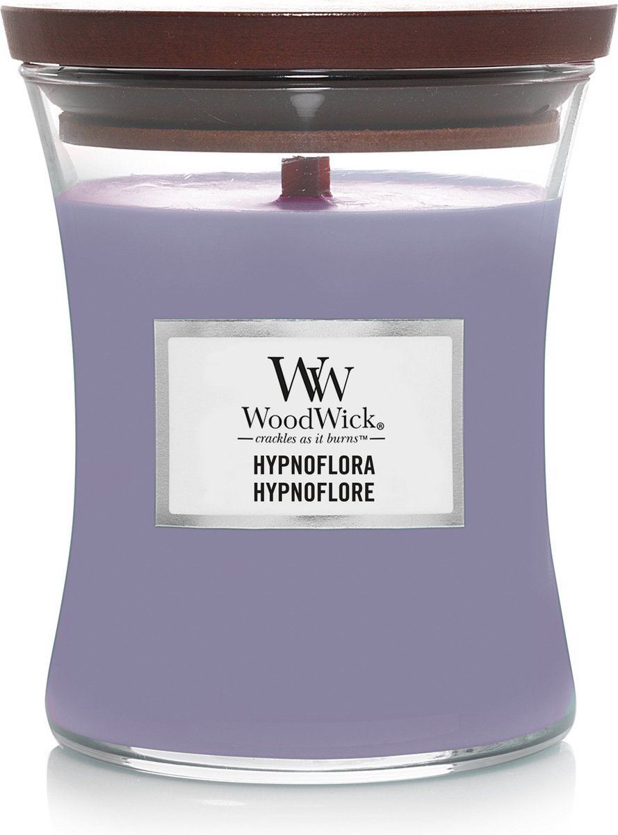 WoodWick Hourglass Medium Geurkaars - Hypnoflora - 60 branduren Paars