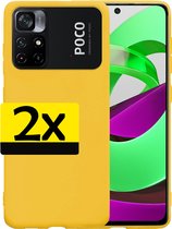 Hoesje Geschikt voor Xiaomi Poco M4 Pro 5G Hoesje Siliconen Case - Hoes Geschikt voor Xiaomi Poco M4 Pro 5G Hoes Siliconen - Geel - 2 Stuks