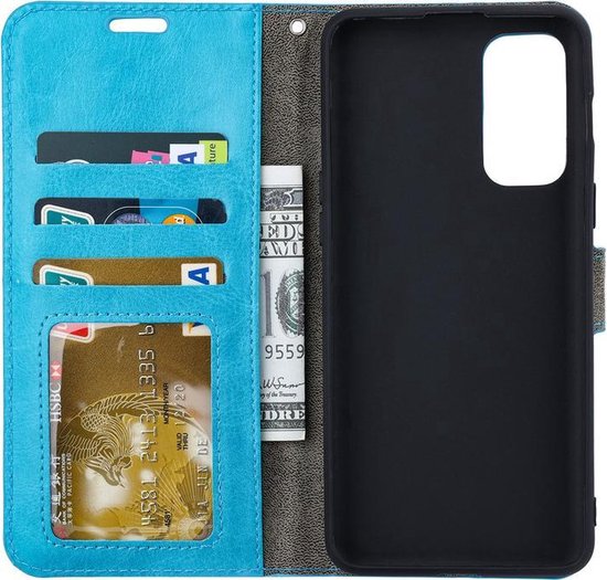 Etui Portefeuille Samsung Galaxy A51 Turquoise avec 2 pièces de protection d'écran en Glas