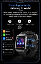 WizBay Premium Select™ 3in1 Sport Smartwatch MP3 Player 1.96inch HD Retina met EARBUDS - 400mAh Watch - 40mAh Earbuds - Opslaan Music op de Smartwatch tot 4GB - Bluetooth Bellen - AI Voice - O2 Bloeddruk - Magnetic Laden - Zwart