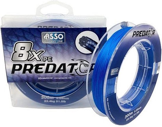 Fil de pêche tressé Asso Pe Predator 8x 300 M Transparent 0,280 mm