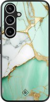 Casimoda® hoesje - Geschikt voor Samsung Galaxy A55 - Marmer Mint Goud - Zwart TPU Backcover - Marmer - Mint