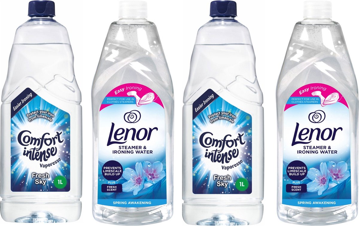 Comfort Intense Vaporesse - Strijkwater - Fresh Sky - 2 X 1000ml & Lenor - Strijkwater - Spring Awakening - 2 x 1000ml