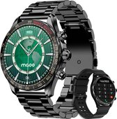 Maoo Titan AMOLED Smartwatch Men - Bracelet en acier inoxydable et TPU - Podomètre - Moniteur de fréquence cardiaque - Moniteur de sommeil - Multisport - Convient pour Android et iOS - Zwart