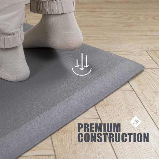 Anti-vermoeidheid keukenmat 20 mm dikke gewatteerde keuken staande matten vloermatten PVC waterdichte loper tapijt voor staand bureau, keuken, kantoor (grijs, 44 x 99 x 2 cm)