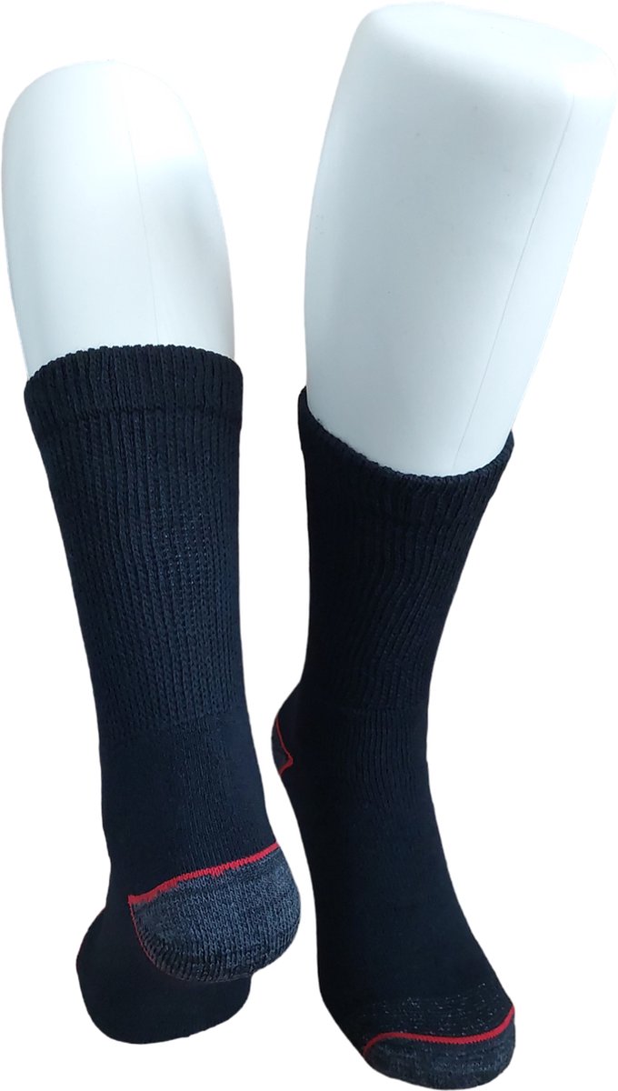 WeirdoSox – Werksokken met versterkte hak en teen en comfortabele badstof voet – Zwart - 4 paar - Maat 39/42