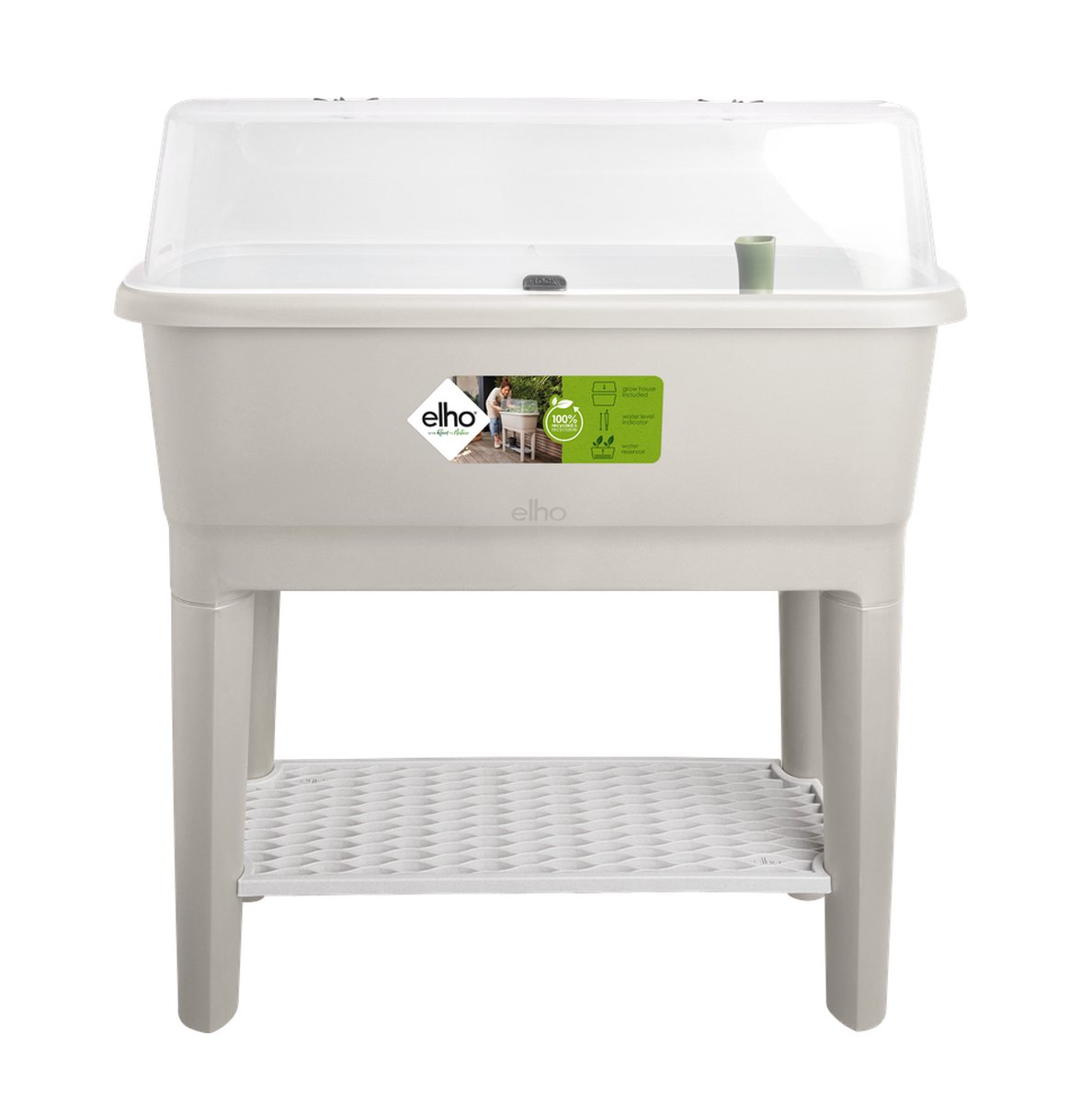 Bol.com Elho Noa Kweektafel 80 - Kweekbak op Poten met Deksel - Waterreservoir - Ø 78.5 x H 34.2 cm - Warm grijs aanbieding