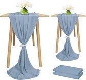2 Pack chiffon tafelloper 70 x 300 cm romantische bruiloft loper 10ft stoffige blauwe pure chiffon tafelkleed kaptafel loper voor feestdecoratie