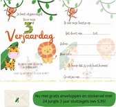 Uitnodiging kinderfeestje - Kinderfeest - Uitnodigingen - Verjaardag - Inclusief enveloppen - Eigen design en print - Wenskaart - Jungle 3 jaar - 20 stuks - A6