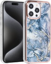 TPU Back Cover hoesje - Marble Grijs - Geschikt voor: iPhone 15 Pro Max