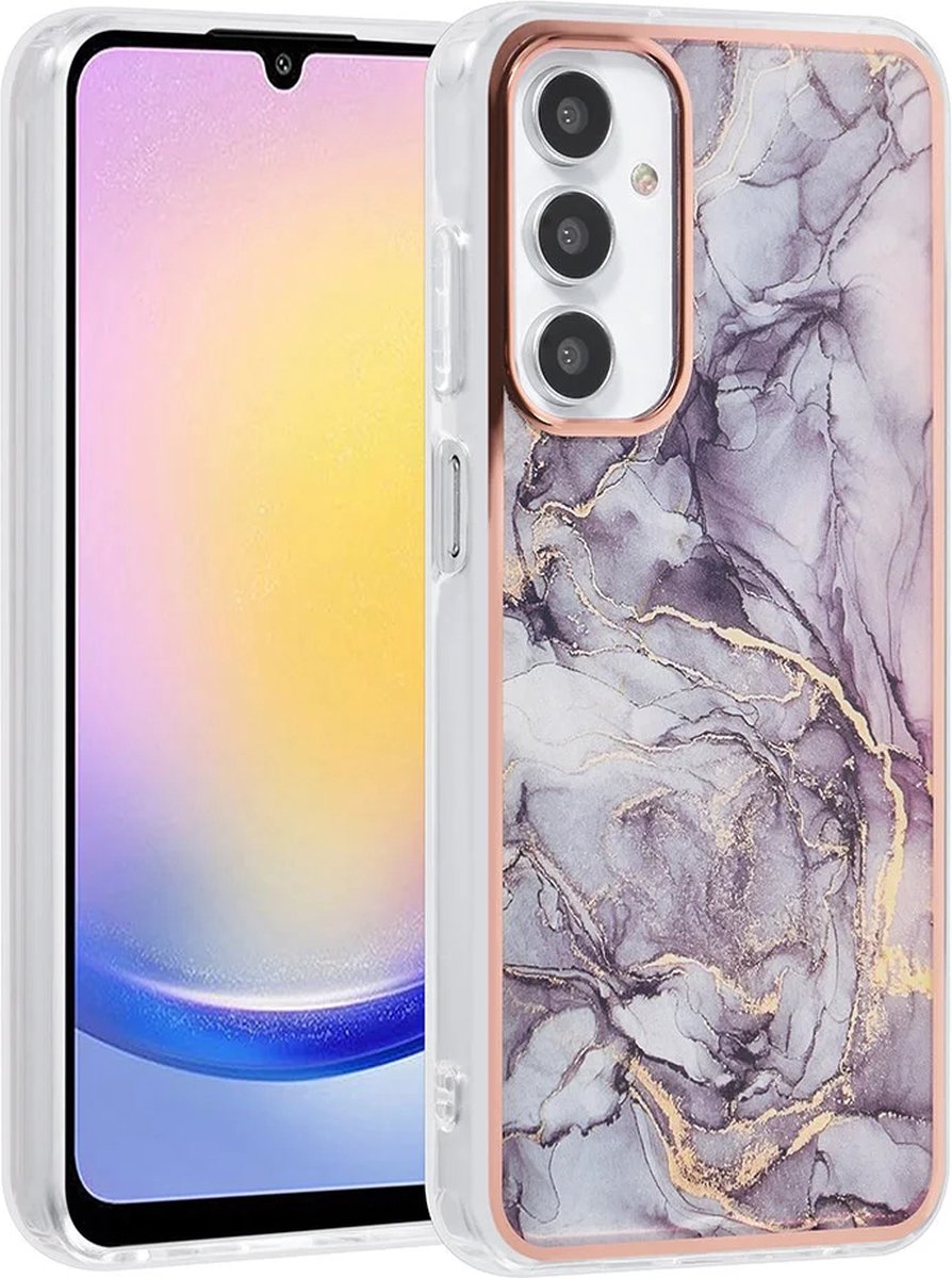 TPU Back Cover hoesje - Marble Grijs - Geschikt voor: Samsung Galaxy A14