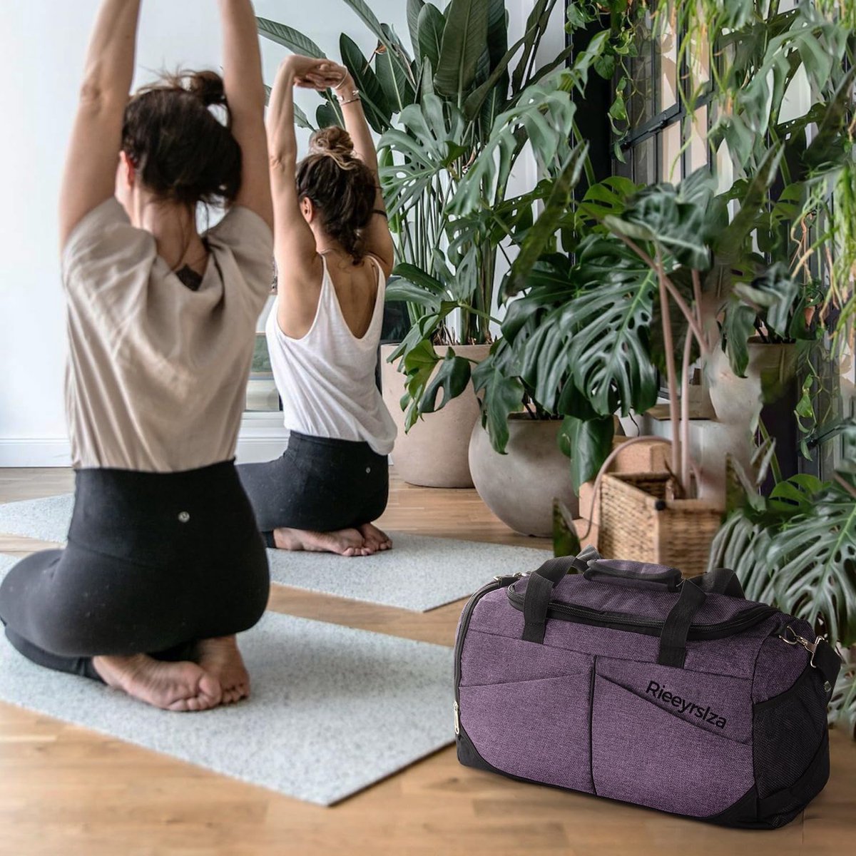 Sporttassen 40L Sporttas met Schoenenvak Sporttas Droog Nat Gescheiden Weekendtas Reistas voor Unisex Grote Capaciteit Sporttas Met Schouderriem Voor Sport Reizen Zwemmen Training(Paars o2)