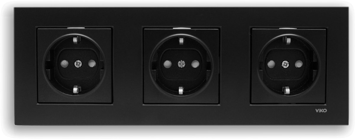 Wandcontactdoos Stopcontact Inbouw Panasonic Viko--Zwart-Randaarde-Compleet