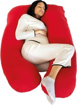 MeraLife® - Zwangerschapskussen (U-Vorm) XXL - Zijslaapkussen - Lichaamskussen - Voedingskussen - Body Pillow - Afneembare Hoes - Zwangerschap - 140x80cm - Rood