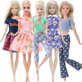 Poppenkleertjes - Geschikt voor Barbie - Set van 5 outfits - Kleding voor modepoppen - Jurken, broeken, shirts - Cadeauverpakking